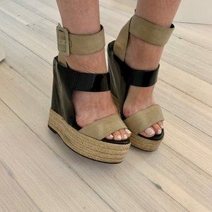 PIERRE HARDY Platform Wedge: Linen, Patent, Jute